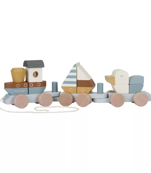 Train à blocs en bois à tirer - Sailor Bay
