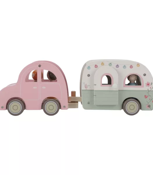 Voiture avec caravane en bois