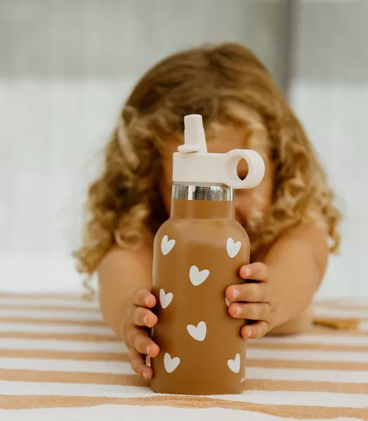 Gourde isotherme 350ml - Coeurs caramel