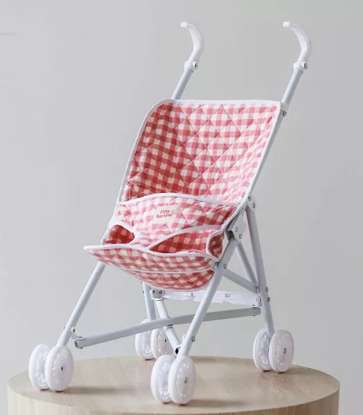 Poussette pour poupées - Vichy rose