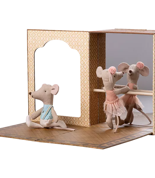 Studio de danse avec petite soeur et petit frère souris