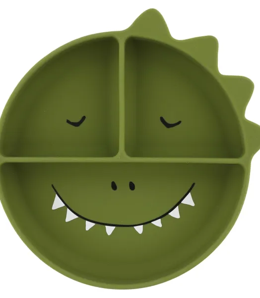 Assiette avec ventouse en silicone et compartiments - Mr Dino