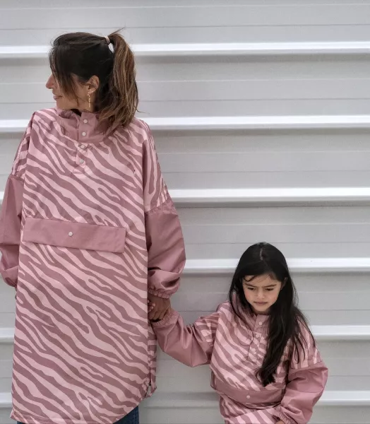 Poncho de pluie - Zebra rose (enfant et adulte)