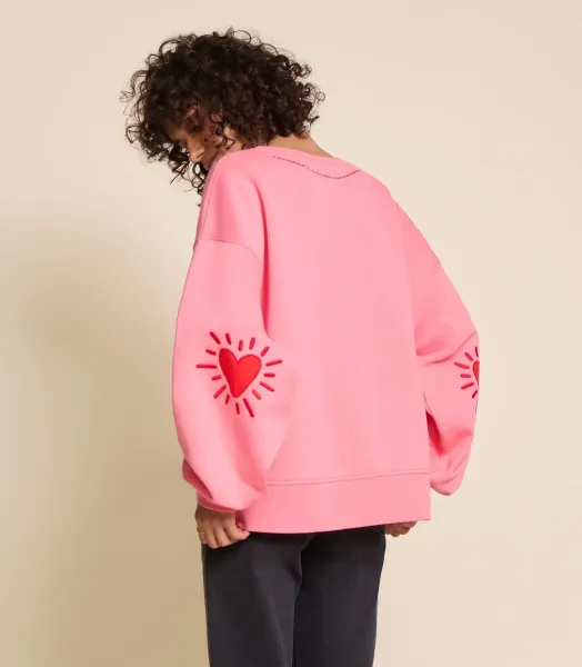 Sweat adulte Coeur solaire - Rose (plusieurs tailles)